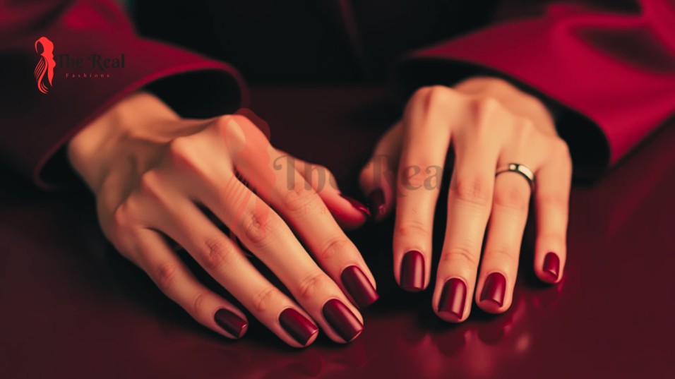 Dark Red Nails 